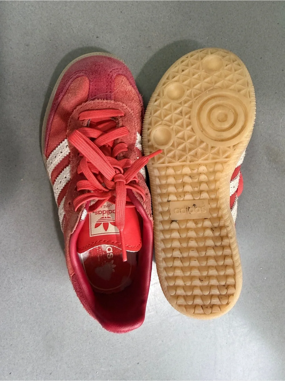 adidas Samba Kids Red Suede Sneakers with White Stripes